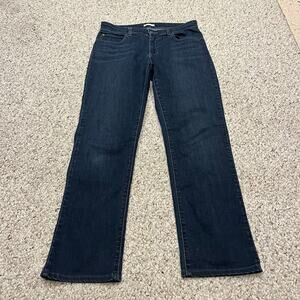 Eileen Fisher Straight Leg Dark Wash Jeans 6 Denim Stretch Organic Cotton Casual